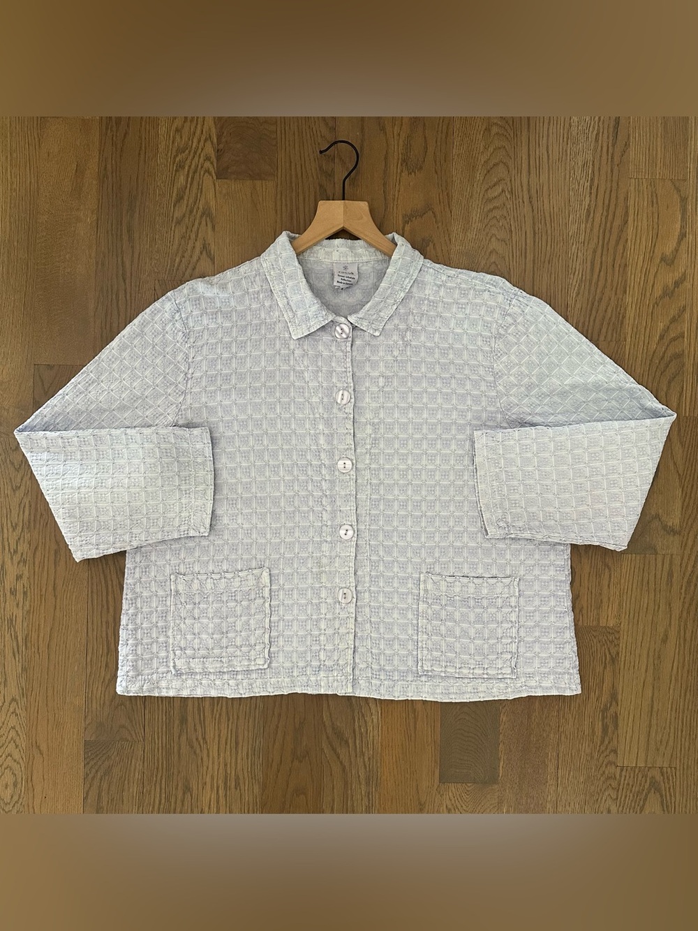 Focus Casual Lifestyle Embroidered Long Sleeve Chore Coat Jacket Lavender XL
